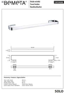 Porte-serviette mural SOLO en laiton chromé 60 x2,5 x8 cm