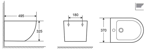 Bidet suspendu MILOS 49,5x32,5x37 cm