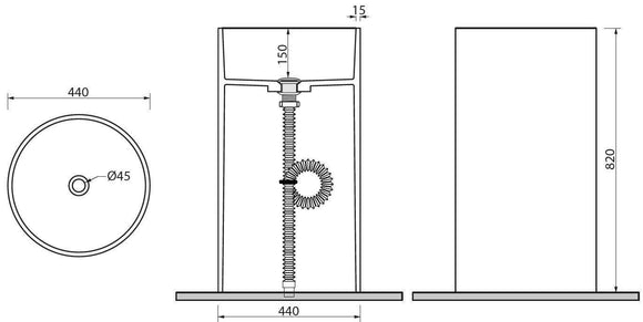 Lavabo totem MILOS 82x44 cm en solid surface