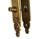 2 poignées de porte sur plaque SULLY, Verrou de condamnation pour salle de bain/WC, Finition laiton patiné aspect vieilli, Entraxe standard 195 mm