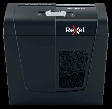 Destructeur de documents Rexel Secure X6, coupe croisée, P4, 6 feuilles, corbeille de 10 L.
