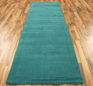 Tapis de couloir uni pure laine candy turquoise