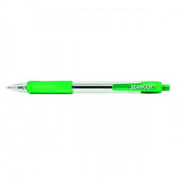 STANGER Ball Point Pens 1.0 Softgrip rertactable, green, 1 pcs. 18000300041
