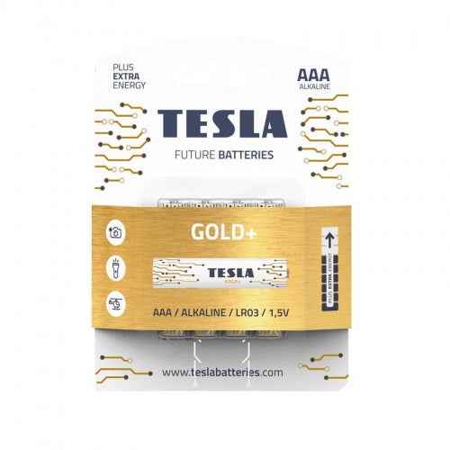 Piles Tesla AAA Gold+ Alcalines LR03 1250 mAh (4 pièces) (12030420)