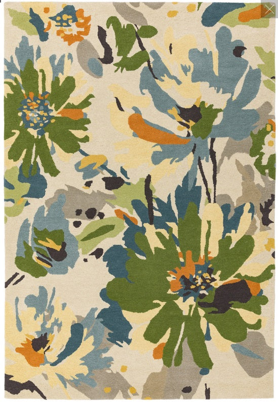 Tapis de salon floral laine flory
