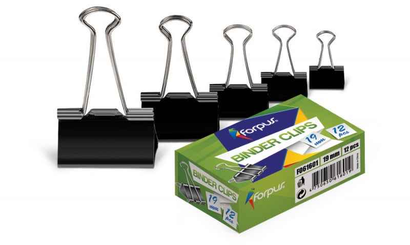 Forpus clips, 19mm, black 12 pcs