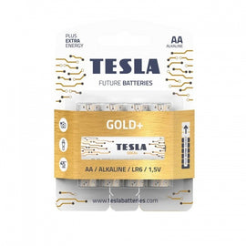 Piles tesla aa gold+ alcalines lr06 2700 mah 4 pièces 12060420