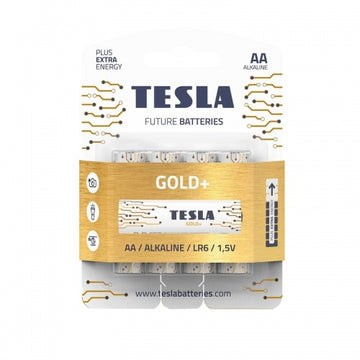 Piles tesla aa gold+ alcalines lr06 2700 mah 4 pièces 12060420