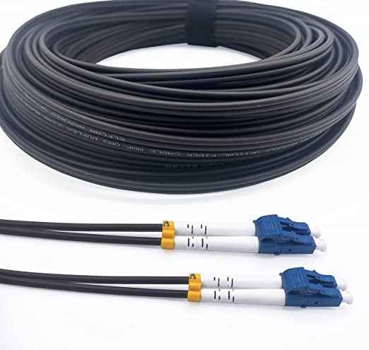 Ecost customer return Elfcam® armored glass fiber cable LC/UPC on LC/UPC OS2 Duplex Singlemode 9/125