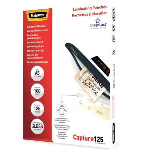 Laminēšanas plēves Fellowes ImageLast A5 125 Micron Laminating Pouch - 100 pack