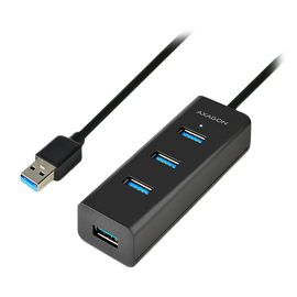 AXAGON HUE-S2BL 4x USB3.0 Charging Hub 1.2m Cable, MicroUSB Charging - 0
