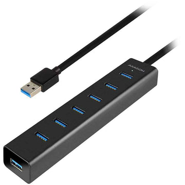 AXAGON HUE-SA7BP Station de charge 7 ports USB 3.0 ALU avec adaptateur secteur, noir