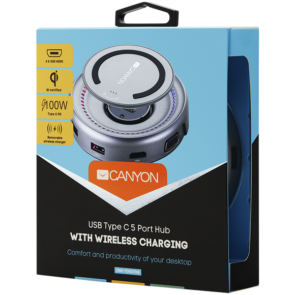 CANYON hub DS-7 7in1 USB-C Wireless Space Grey