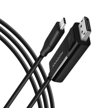 Active USB-C -> DisplayPort cable - adapter AXAGON RVC-DPC for connecting a DisplayPort monitor/TV/projector to a notebook or mobile phone using USB type C connector.