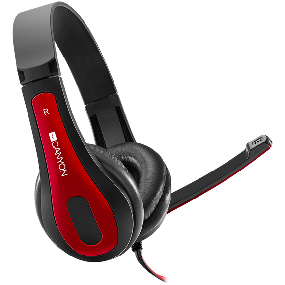 CANYON PC headset HSC-1 PC Mic Flat 2m Black Red