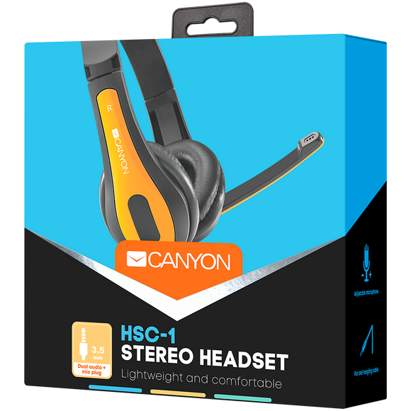 CANYON PC headset HSC-1 PC Mic Flat 2m Black Yellow