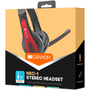 CANYON PC headset HSC-1 PC Mic Flat 2m Black Red-6
