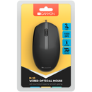 CANYON M-10, Canyon Wired optical mouse with 3 buttons, DPI 1000, with 1.5M USB cable, black, 65*115*40mm, 0.1kg-5