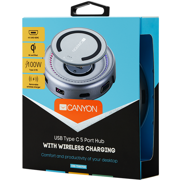 CANYON hub DS-7 7in1 USB-C Wireless Space Grey