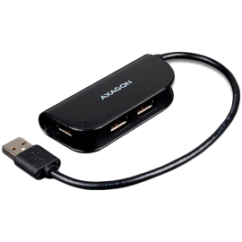 Hub usb 2.0 pratique à quatre ports avec câble usb connecté en permanence. noir.