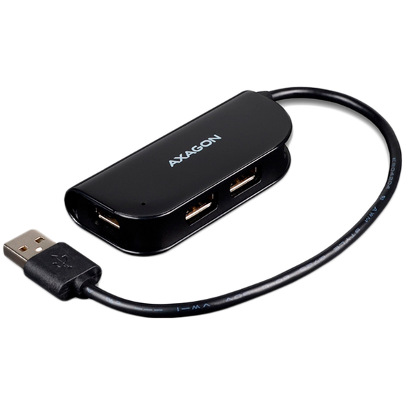 Hub usb 2.0 pratique à quatre ports avec câble usb connecté en permanence. noir.