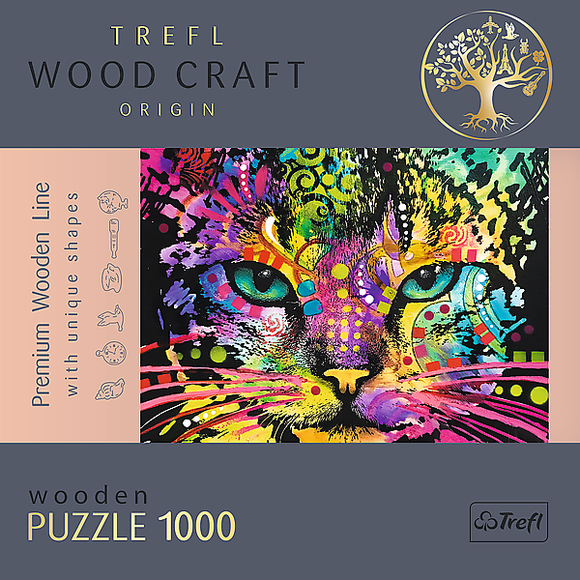 Puzzle en bois trefl chat coloré 1000 pièces