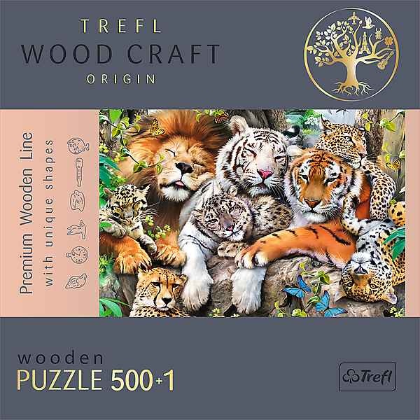 Puzzle en bois TREFL Chats sauvages dans la jungle 500+1 pièces