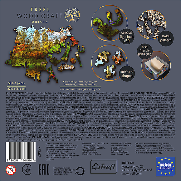 Puzzle en bois trefl central park manhattan new york 500+1 pièces