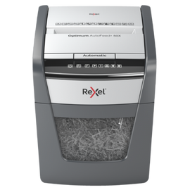 Rexel Optimum AutoFeed+ 50X Paper Shredder Cross cut shredding 4x28mm P-4 20L 55dB, Grey/Black