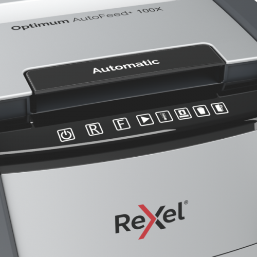 Destructeur de documents Rexel Optimum AutoFeed+ 100XP, coupe croisée, format P4, 34 l (remplace Rexel Auto+ 90X)