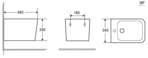 Bidet suspendu BOFY2 en porcelaine 48,5x34,5x33 cm