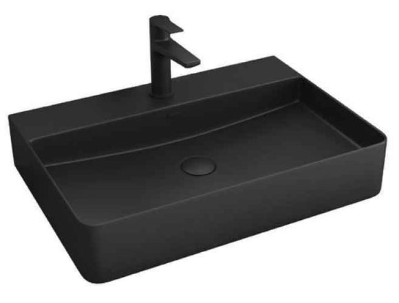 Vasque noire rectangulaire monotrou à poser 50x42x12 cm