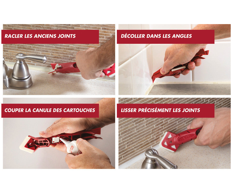 Outil joints silicone Rac'liss : 4 en 1 pour retirer et lisser efficacement les joints