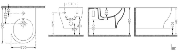 Bidet suspendu en céramique EOLIS 52x30x35 cm