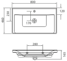 Lavabo suspendu SAVA rectangulaire 80x46x16,5 cm - 0