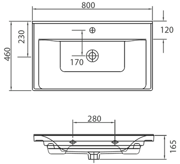 Lavabo suspendu SAVA rectangulaire 80x46x16,5 cm - 0