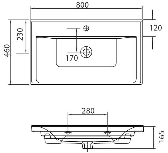 Lavabo suspendu SAVA rectangulaire 80x46x16,5 cm