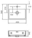 Lavabo suspendu DAPHNE rectangulaire 43x36x14 cm-2