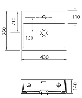Lavabo suspendu DAPHNE rectangulaire 43x36x14 cm - 0