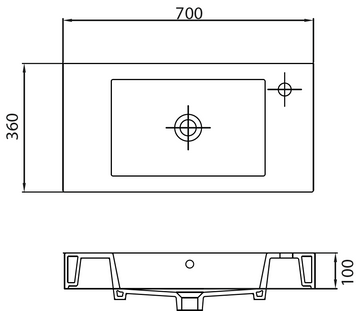 Lavabo suspendu MINOS rectangulaire 70x36x10 cm