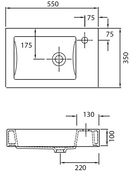 Lavabo suspendu MINOS rectangulaire 55x35x10 cm-2