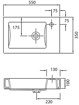 Lavabo suspendu MINOS rectangulaire 55x35x10 cm - 0