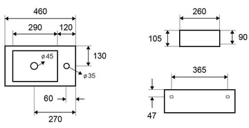 Lavabo suspendu ZANINA 46x26x10,5 cm