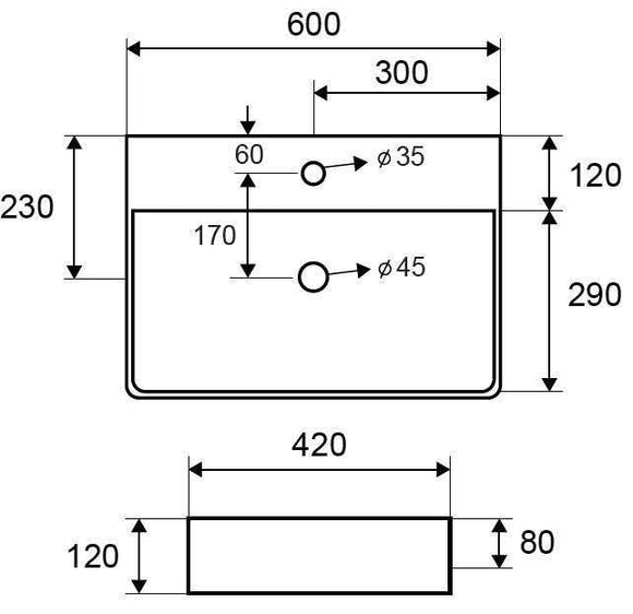 Vasque à poser BOTENE 60x42x12 cm