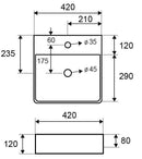 Vasque carrée à poser PESTAK 42x42x12 cm