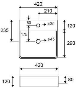 Vasque carrée à poser PESTAK 42x42x12 cm