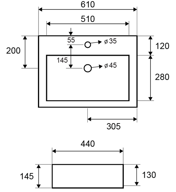 Vasque à poser MISSASSA 61x44x14,5 cm