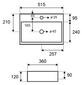 Vasque à poser rectangulaire MADIO 51,5x36x12 cm - 0