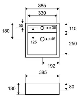 Vasque à poser carrée MADIO 38,5x38,5x13 cm