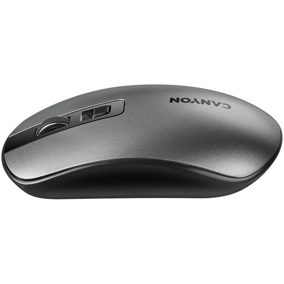 CANYON MW-18, 2.4GHz Wireless Rechargeable Mouse with Pixart sensor, 4keys, Silent switch for right/left keys,DPI: 800/1200/1600, Max. usage 50 hours for one time full charged, 300mAh Li-poly battery, Dark grey, cable length 0.6m, 116.4*63.3*32.3mm, 0.075